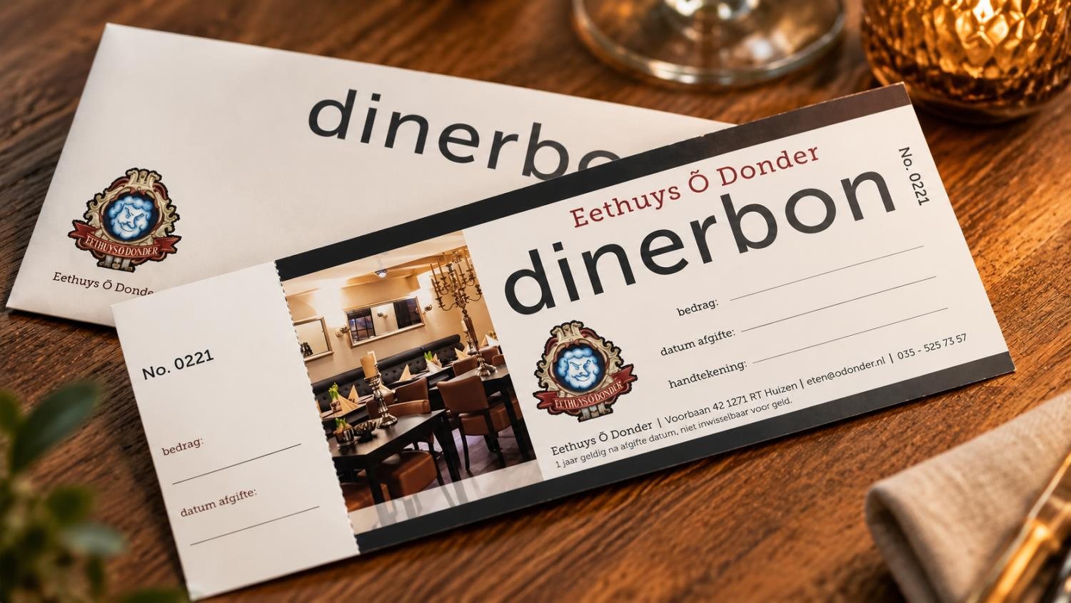 een dinerbon van Eethuys Õ Donder